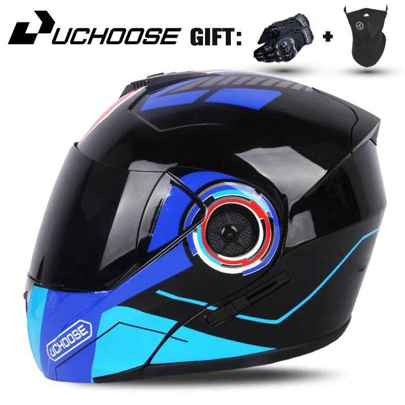 Uchoose Unisex Protective Helmet DOT Certification Double Lens Cross ...