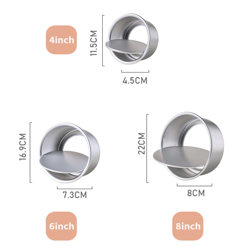 MC 4/6/8 Inch Round Cake Pan Removable Bottom Non Stick Aluminum Alloy ...