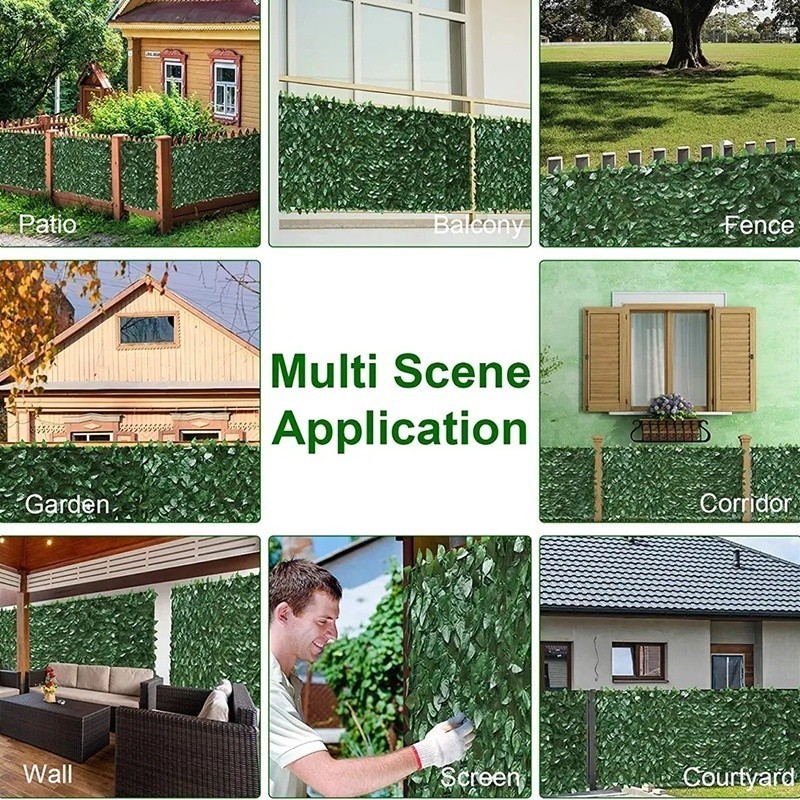Artificial Leaf Hedge Panels Faux Greenery Privacy Fence Grass Wall for ...