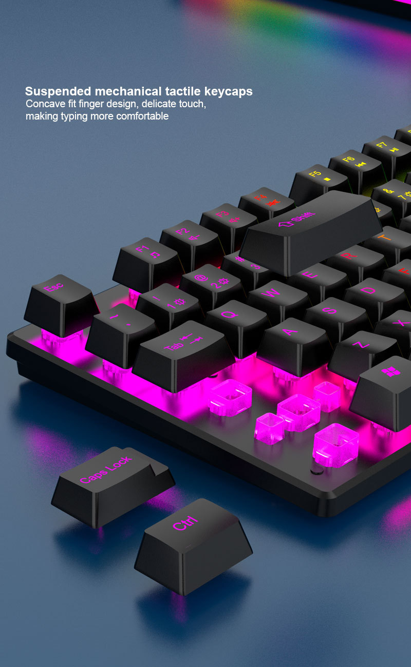 Raiku 87-Key RGB Wired Gaming Keyboard - Responsive Membrane Switch ...