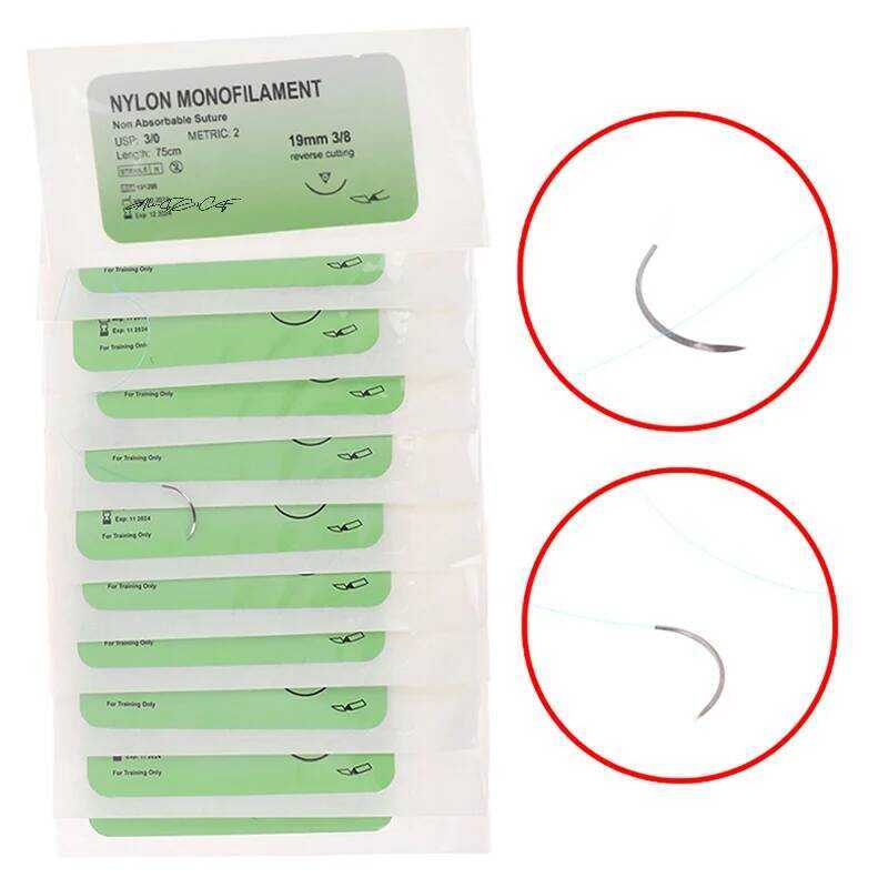 12Pcs Polypropylene Monofilament Medical Thread Set With Needles ...