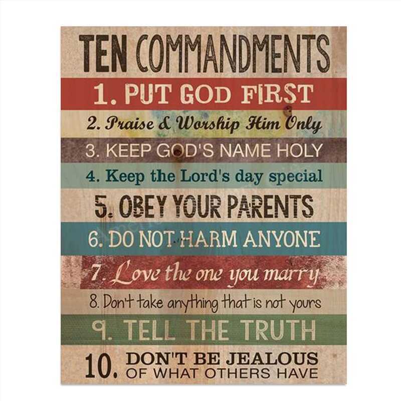 10 Commandments Distressed Wood Print Ready To Frame Home Office Decor ...