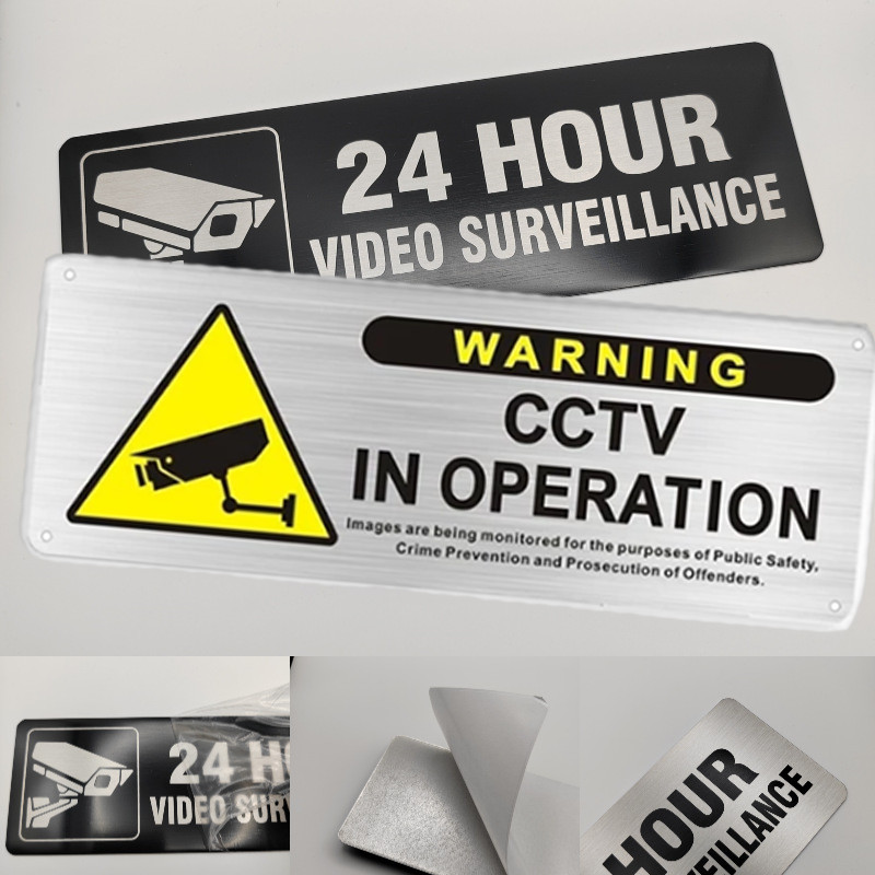 Aluminum Alloy CCTV Signage Warning Board 24 Hours Video Surveillance ...