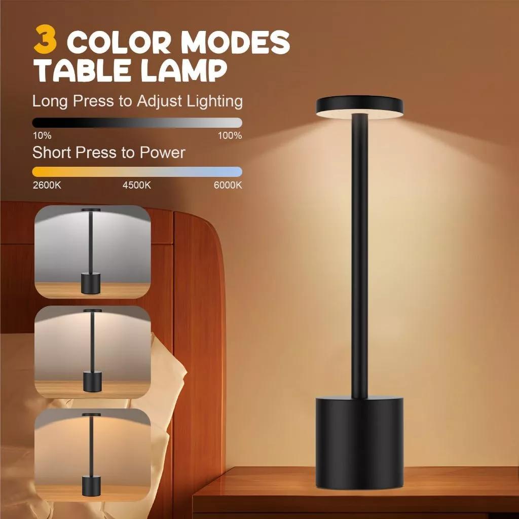 Night Light USB Bedroom Table Lamp LED 3 Colors Adjustable Brightness ...