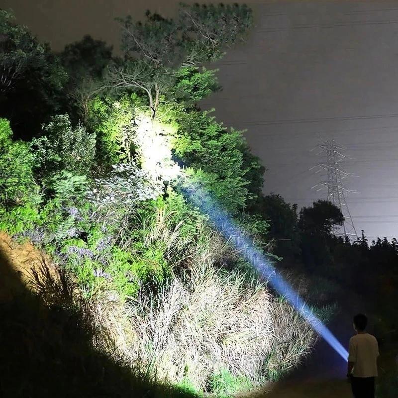 High Power Tactical Flashlight 3000M Long Shot USB Rechargeable LED ...