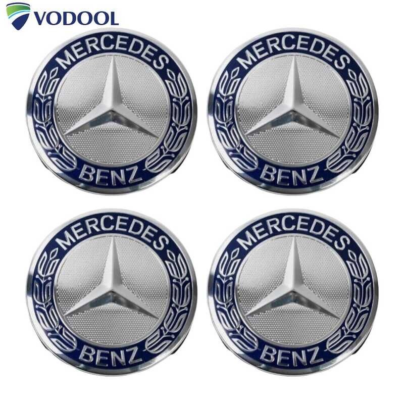 4Pcs Dark Blue 75Mm Rims Wheel Center Hub Caps Emblem For Benz AMG ...