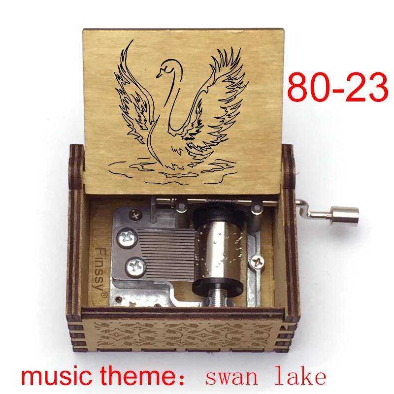 Antique Swan Lake Music Box 18 Note Ballet Dancer Color Print Wood Kids ...