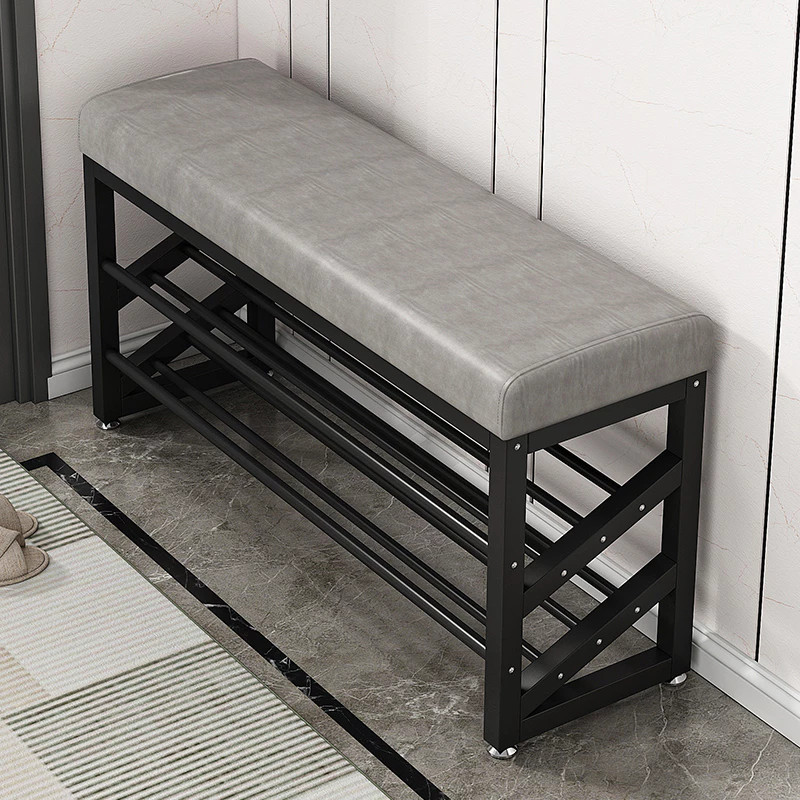 3-Tier Shoe Bench with Cushion Heavy Duty Metal 2-in-1 Shoe Rack ...