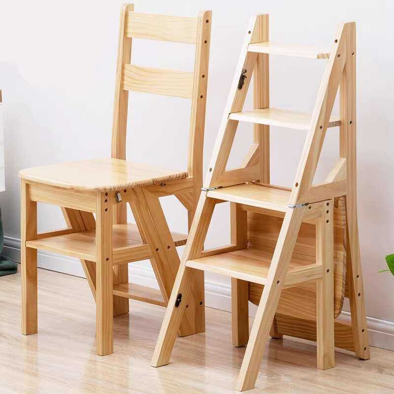 Solid Wood Home Use Chair Folding Telescopic Dual-use Stool Indoor ...