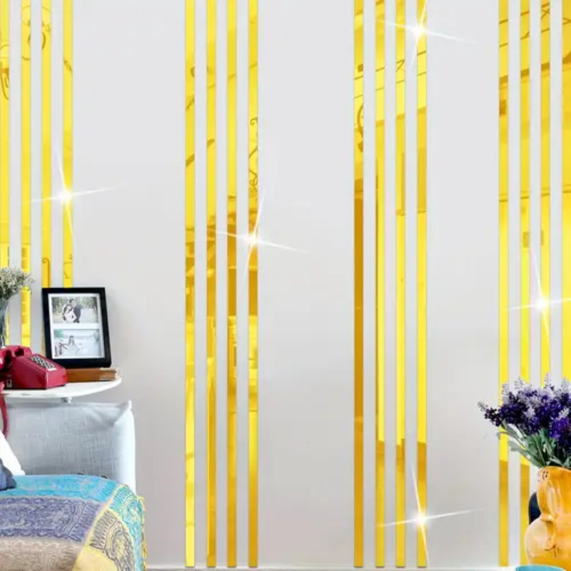 30CM Striped Design Mirror Stickers Mirror Wall Sticker Background Wall ...