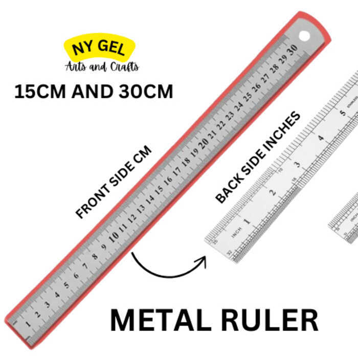 1Pc Metal Ruler 12 Inch Stainless Steel Rulers With Imperial Metric ...