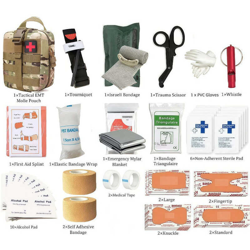 First Aid Survival Kit Full Set Outdoor Gear Emergency Kits Trauma ...