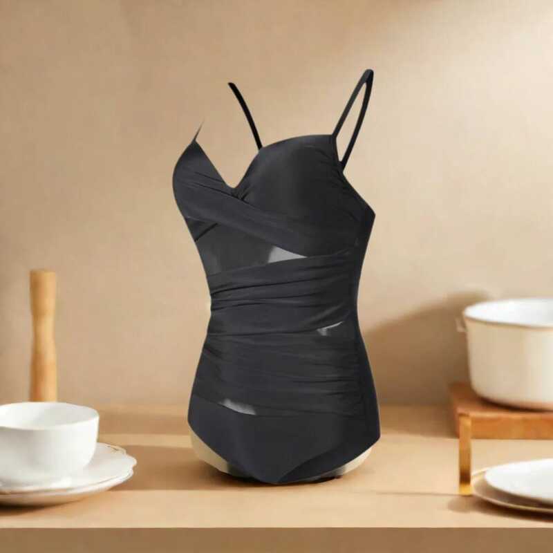 Fashion Transparent Slim Fit Swimsuit V-Neck Mesh Bathing Swimwear Suit ...