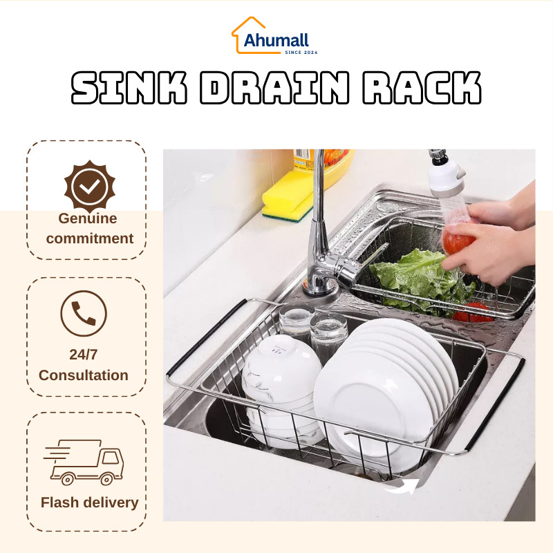 Kitchen Dish Drying Rack Over Sink Expandable Stainless Steel Dish Rack ...