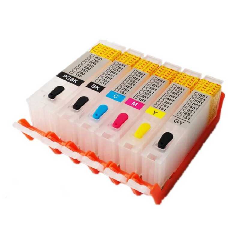 6 Color 125 126 PGI-125 BK C M Y GY reable ink cartridge For canon ...