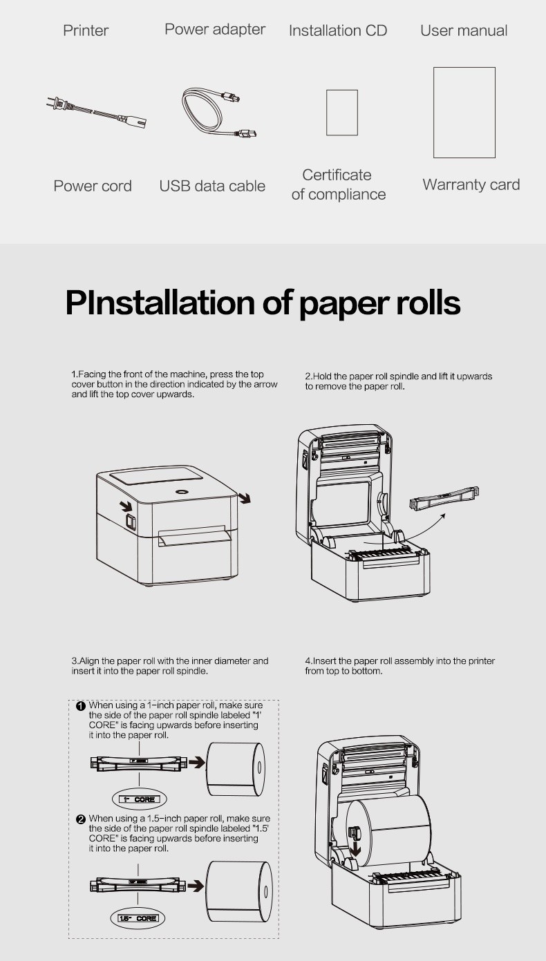 Deli Thermal Label Printer Ink-Free Barcode Shipping Label Printer ...