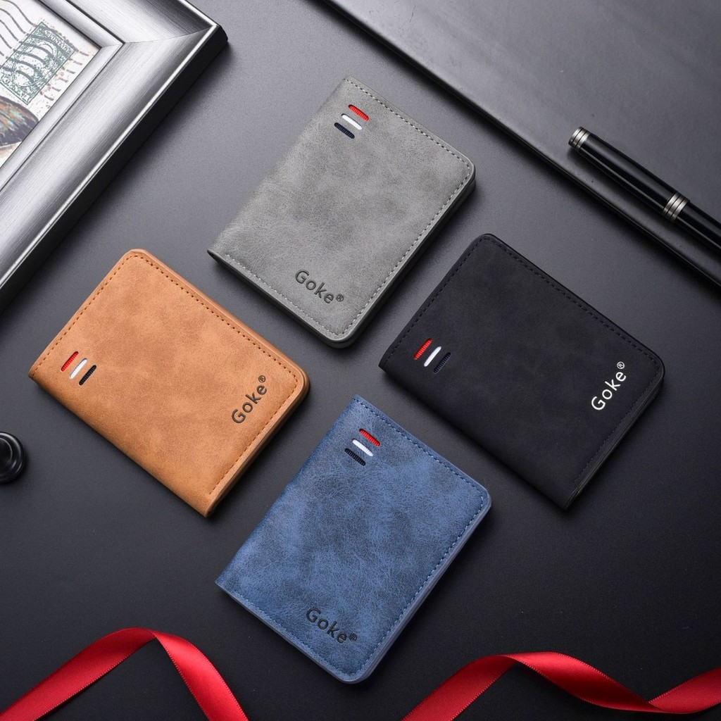 Ultra Thin PU Leather Men Card Holder Retro Business Wallet Multi Slots ...