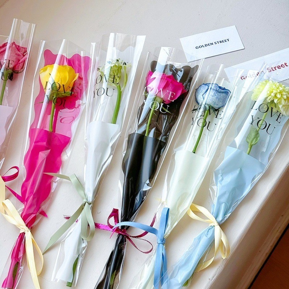 50PCS-Single Rose Packaging Love Single Flower Packaging Bag Bouquet ...