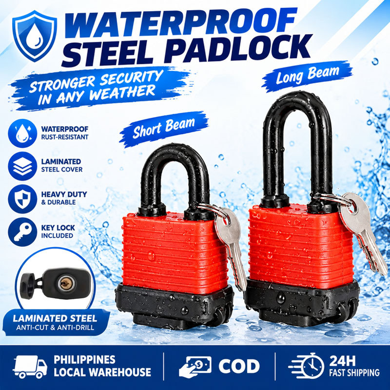Waterproof Padlock with Key Heavy Duty Covered Laminated Steel Keyed ...