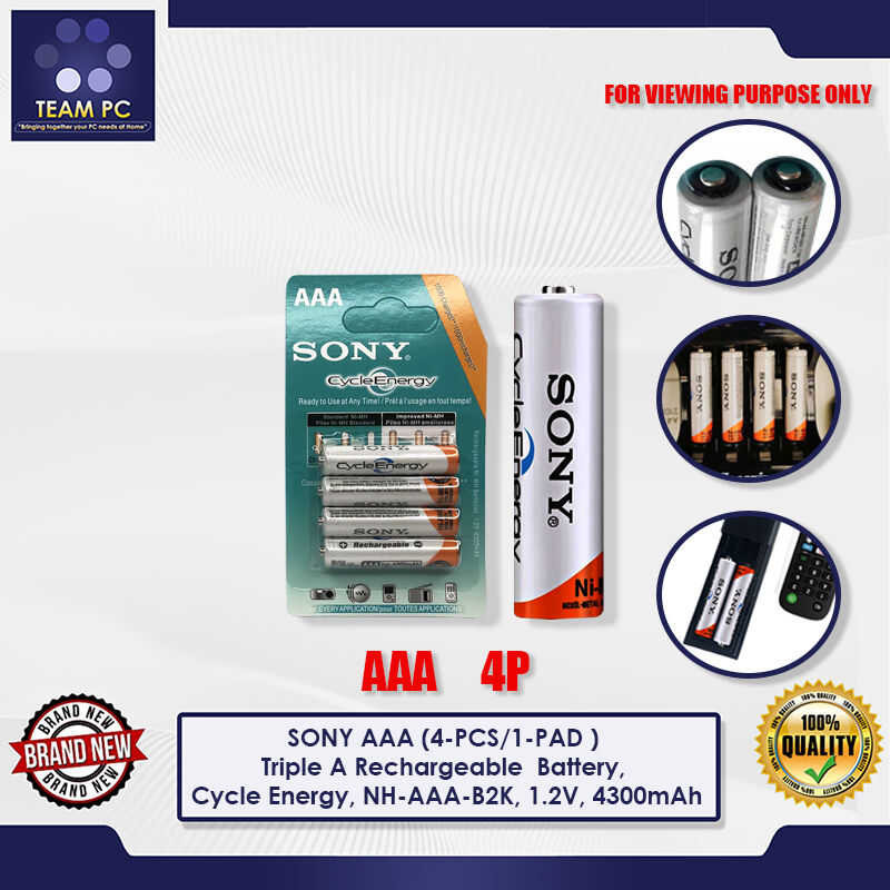 SONY AAA 4-Pcs/1-Pad Triple A Rechargeable Battery, Cycle Energy, Nh ...