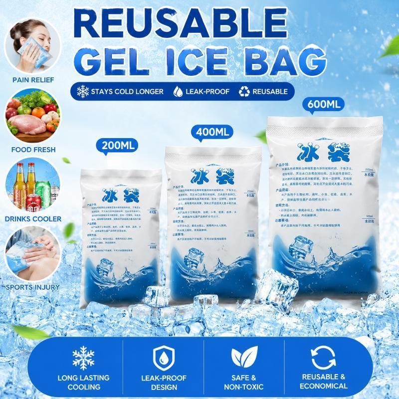 60pcs Reusable Ice Pack 200/400/600ml Water Fill Gel Bag for Lunch Box ...