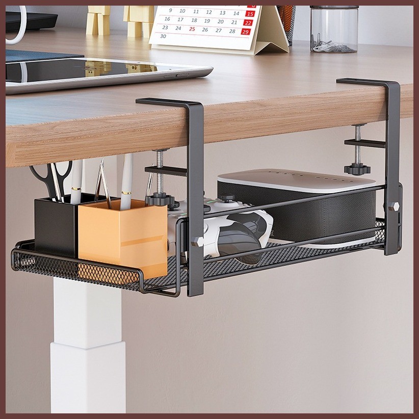 ☺ ↖ Under Table Storage Rack Cable Management Tray Desk Socket Holder ...
