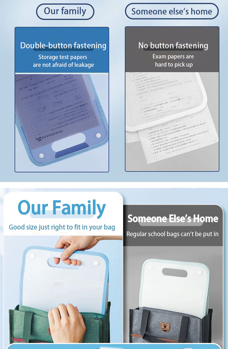 Long File Organizer 13-Layer Handle Folder Test Paper Document Storage ...