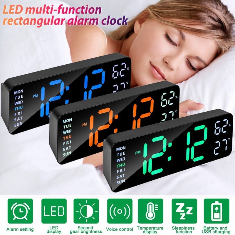Wall-mounted Digital Wall Clock - Large LED Screen Time Week ...
