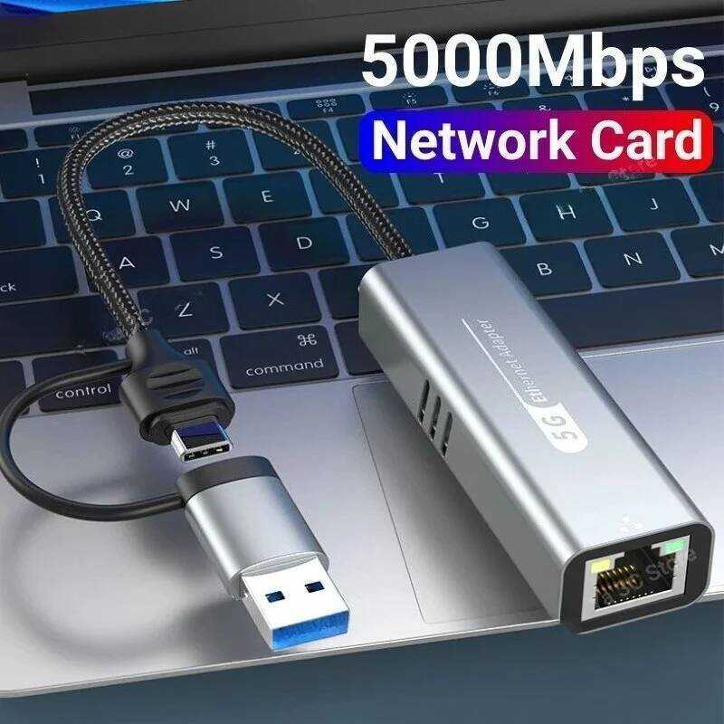 2 USB Type C To Rj45 Network Card 5Gbps USB To Ethernet Adapter 100 ...