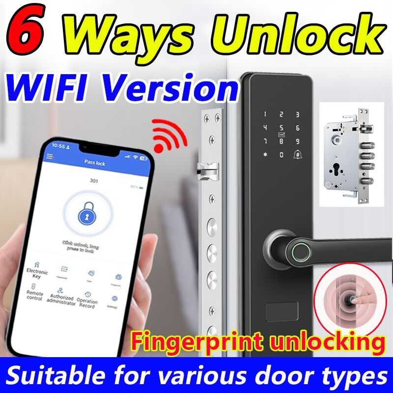 Smart Door Lock Anti-Theft Fingerprint Wifi Digital Password Electronic ...