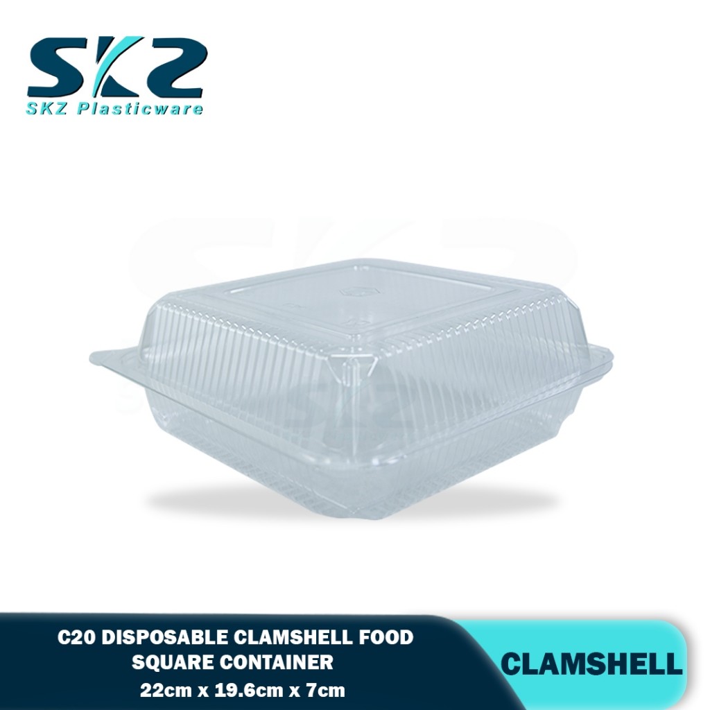 C20 Clamshell Clear Plastic Canister Disposable food container | Shopee ...
