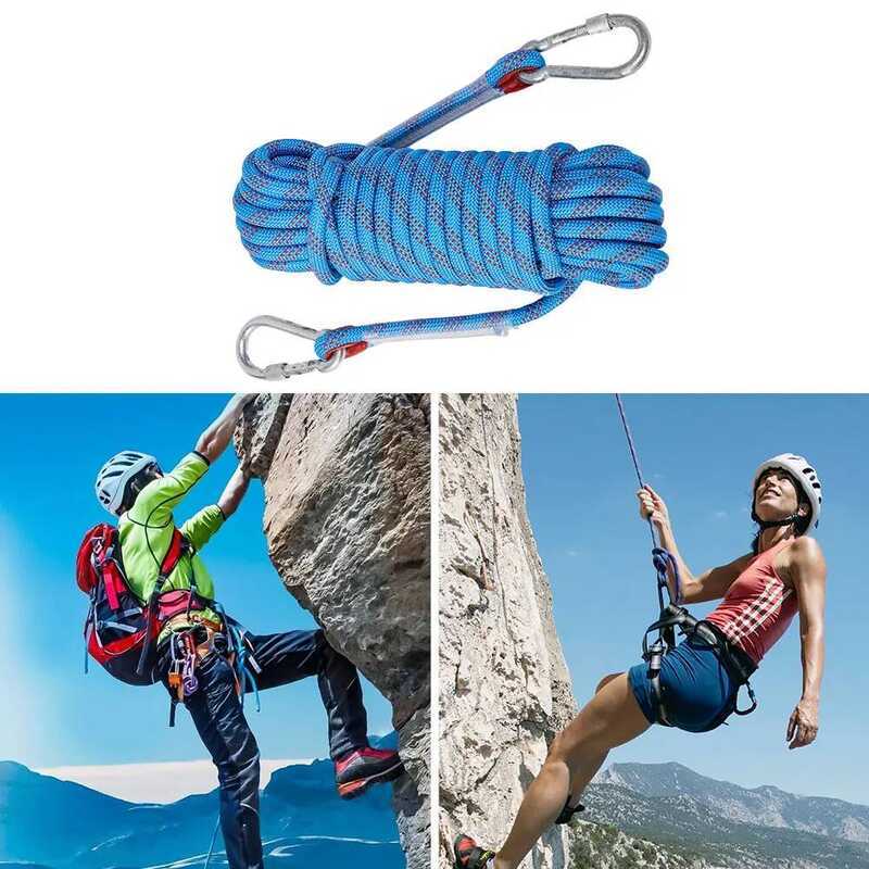 10Mm Rock Climbing Rope With 2 Hoo Outdoor Static Rapelg Rope 10M/20M ...