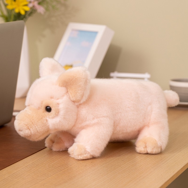 Lifelike Pink Pig Plush Toy Super Soft Fluffy Realistic Pig Stuffed ...