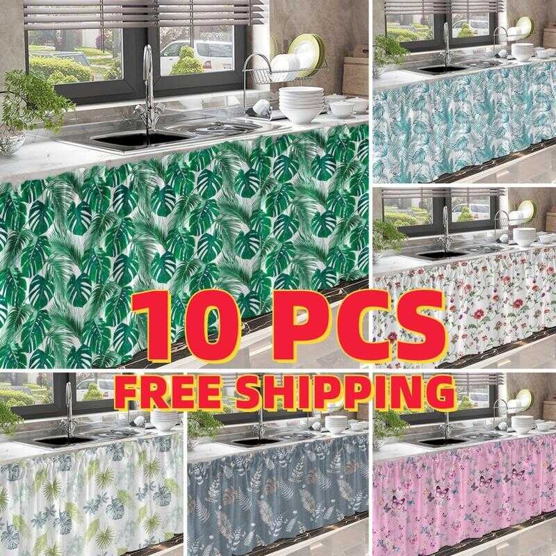 10 PCS Lababo Kitchen Curtain Short 150 X 70Cm Polyester+Cotton Wide 36 ...