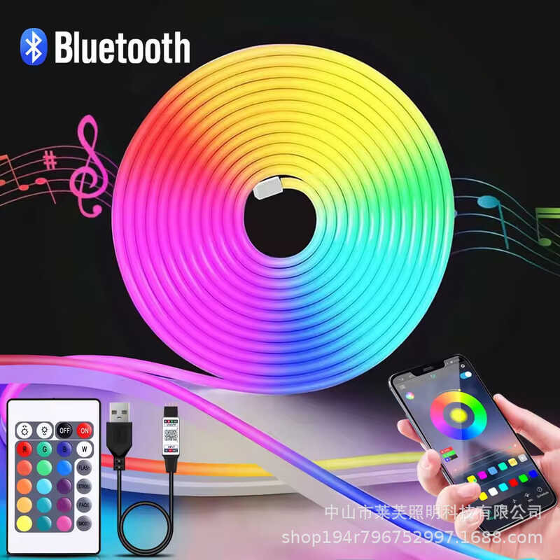 5v USB RGB LED Neon Light with Bluetooth APP and Remote Control ...