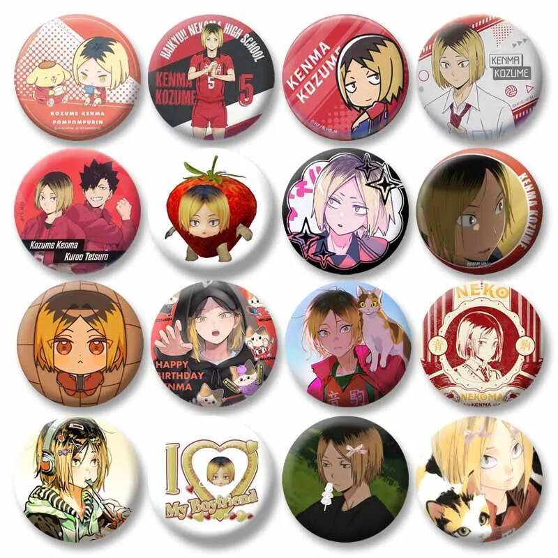 Japanese Anime Haikyu Pins Cartoon Character Kenma Kozume Round Brooch ...