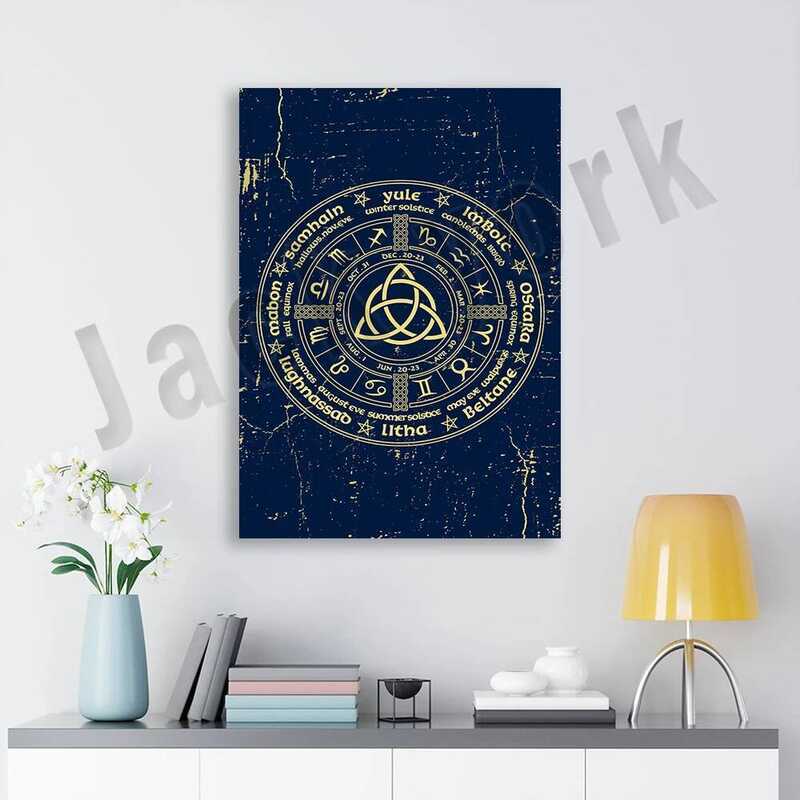 Pagan Annual Poster, Zodiac Wheel, Astrology Wall Art, Infographic Art ...