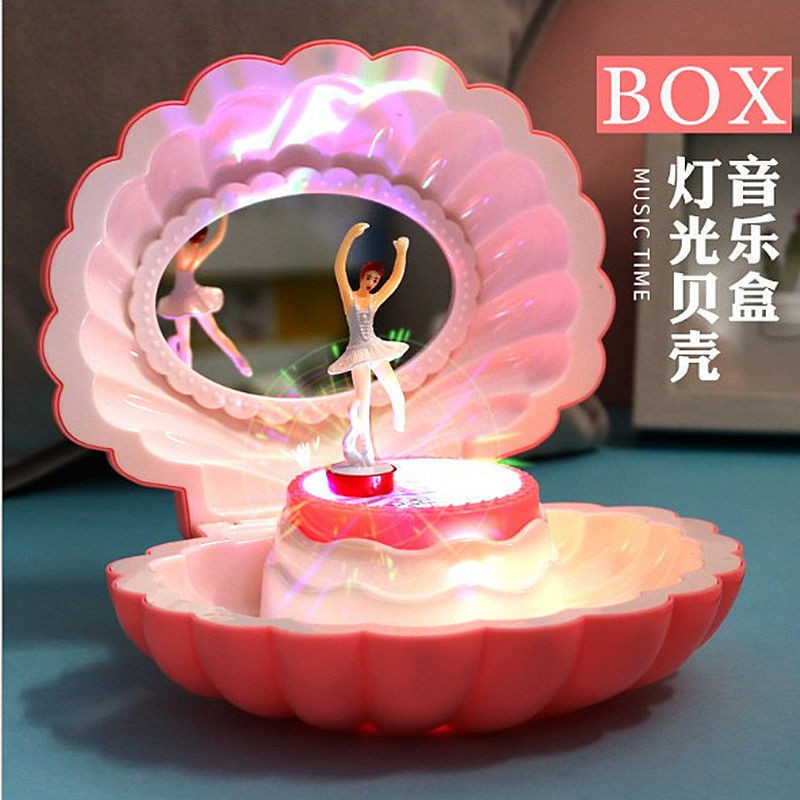 Colorful Glitter Shell Music Box Music Box Creative Dancing Girl ...