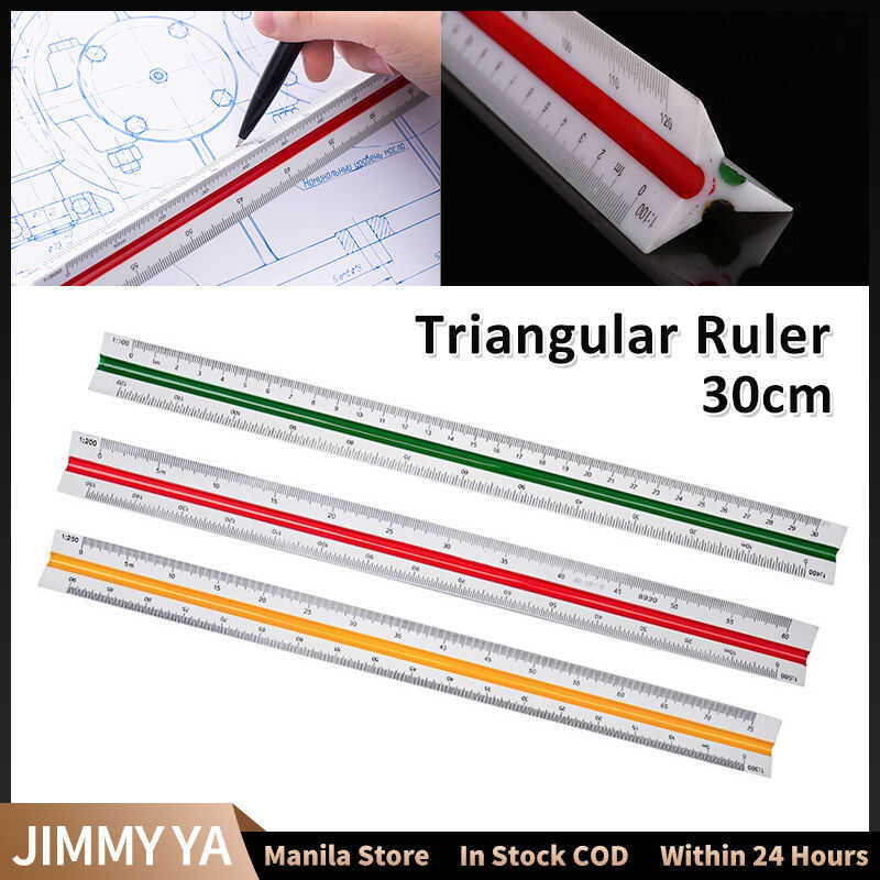 Plastic Triangular 30Cm Metal Triangle Scale Ruler For Architecture ...