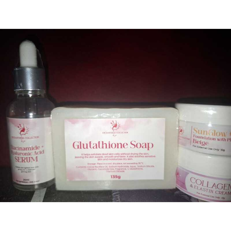 Enchantress Glow Set Glutatione Soap Niacinamide + Hyaluronic Acid Sunglow Foundation With Placen