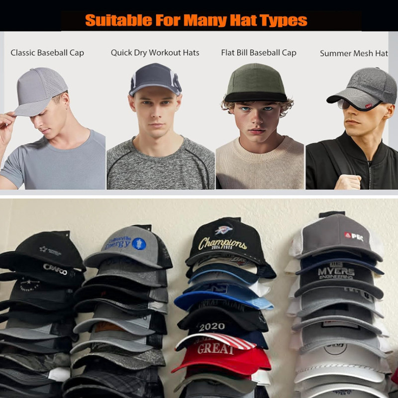Wall Mount Hat Rack Holds 16 Caps Wall Mounted Hat Storage Rack ...