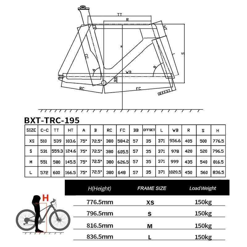 New BXT Carbon Track Frame Fixed Gear Track Bike Carbon Fibre Frame TRC ...