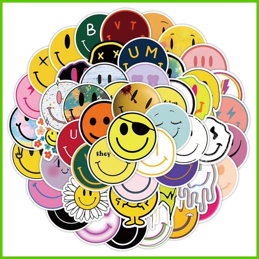 ♀ xs576-50pcs Smiley Emoji Graffiti Waterproof Sticker | Shopee Philippines