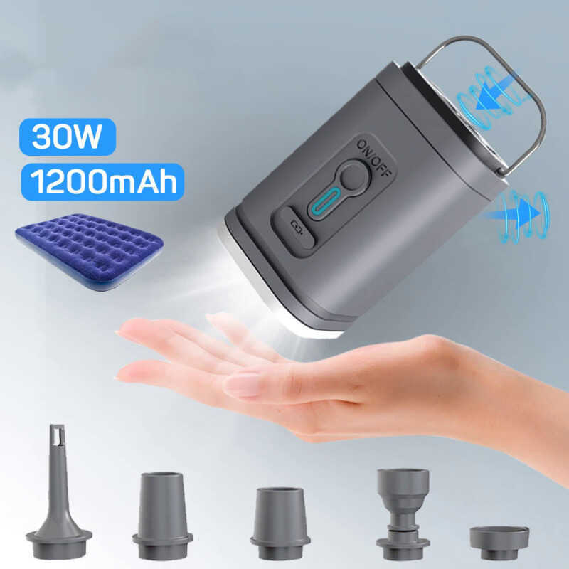 3 In 1 Mini Electric Inflatable Pump With Lights Wireless Air ...