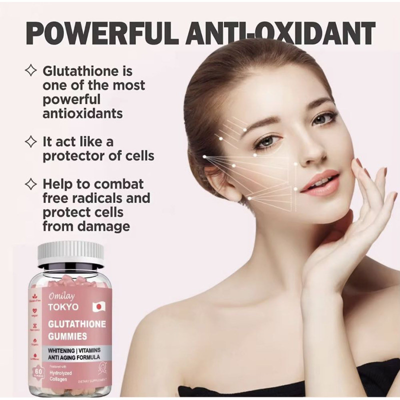 omilay tokyo glutathione gummies With Whitening Anti-Aging Skin Glow Collagen Vitamins Beauty 04C Treat anemia Size:BPC-157 10mg Permanent Skin Whitening Treatment