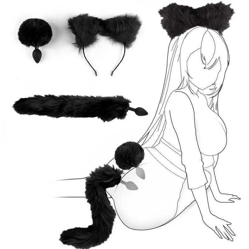 Ass Butt Tail Buttplug Fox Pigtail Anal Plug Sexy Plush Cat Ears Erotic  Cosplay Sex Toys For Women