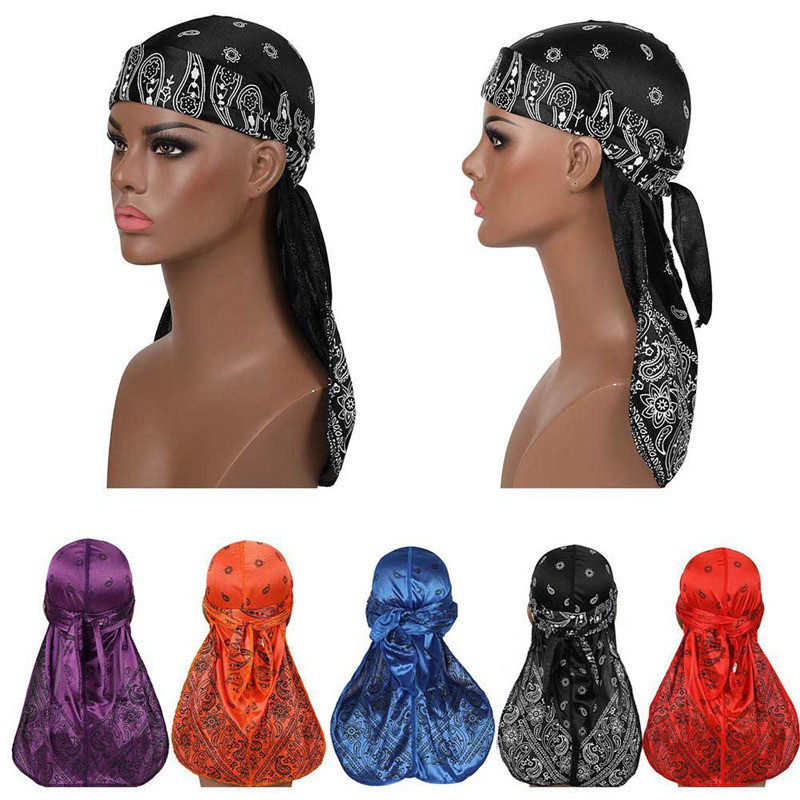 Inspired Silky Durag Cap Unisex Wave Hat Long Tail Headwraps Silky ...