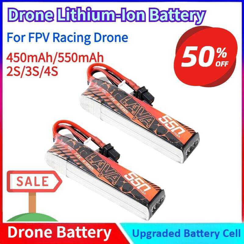 BETAFPV Lava 550 mAh 2S 7.6 V 75C LiHV Lipo Battery with XT30 Connector, Rechargeable FPV Drone Lipo Battery, for 2S FPV Racing Whoop Drone Quadcopter such as Meteor85, Pavo Pico 2S