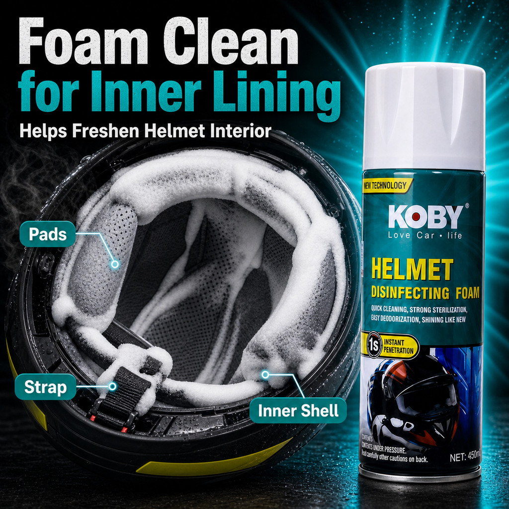 Original Koby Helmet 450ml Disinfecting Foam Spray and 20ml Anti Rain ...