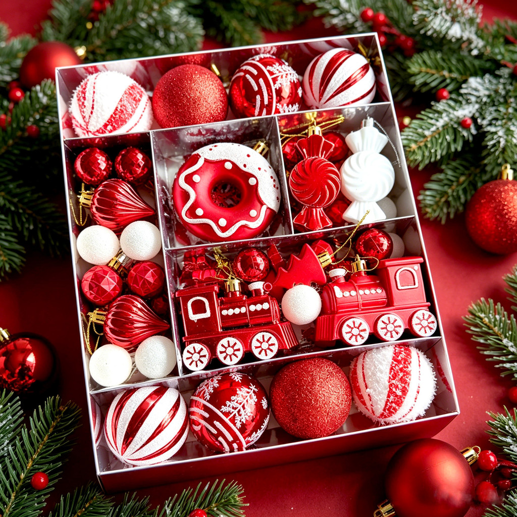 82PCS Luxury Christmas Ornament Set Shatterproof Hanging Balls Big Size ...